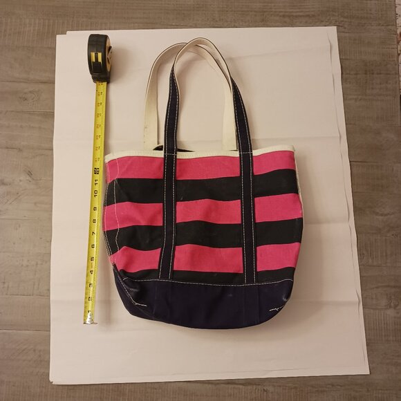 L.L. Bean Handbags - LL Bean pink navy stripe canvas medium usa